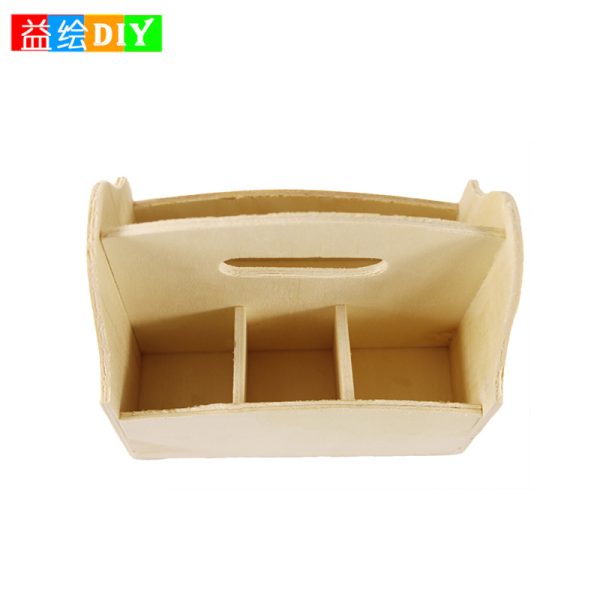 DIY hand-painted wooden business card holder, unpainted wooden snowflake mud paint hand-held basket, children's creative pen holder - 图片 2