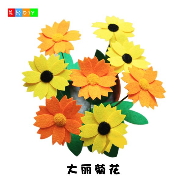 DIY non-woven fabric flower pot, fabric potted plant for Mother's Day, parent-child handmade bouquet, felt fabric carnation material kit - 图片 3