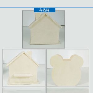Manufacturer Direct Sales of DIY Wooden Children's Educational Toys, Ready-to-Paint White Base with Snow Clay, Handcrafted Paintable Money Box
