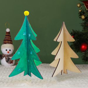 Children's educational wooden unpainted Christmas tree ornament Christmas gift DIY colored graffiti handmade clay tree accessories