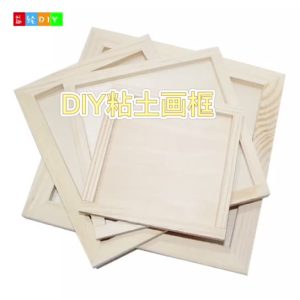 Multiple sizes of wooden picture frames for DIY children's creative projects, pine clay photo frames, snow clay three-dimensional picture frames with hanging support