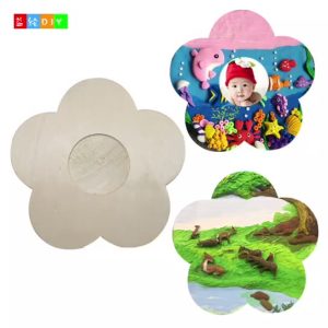 Stock Price Children's DIY Flower Frame Blank Wood Panel Clay Snowflake Mud Arts and Crafts Corner Support Frame
