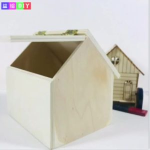 Children's DIY Flip-top House Storage Box: Hand-painted Snow Clay Wooden Blank House Graffiti House Toy