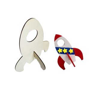 Children's Wooden Educational Toy: Kindergarten Wooden Blank Rocket Clay Hand-painted Model Aircraft DIY Craft Kit