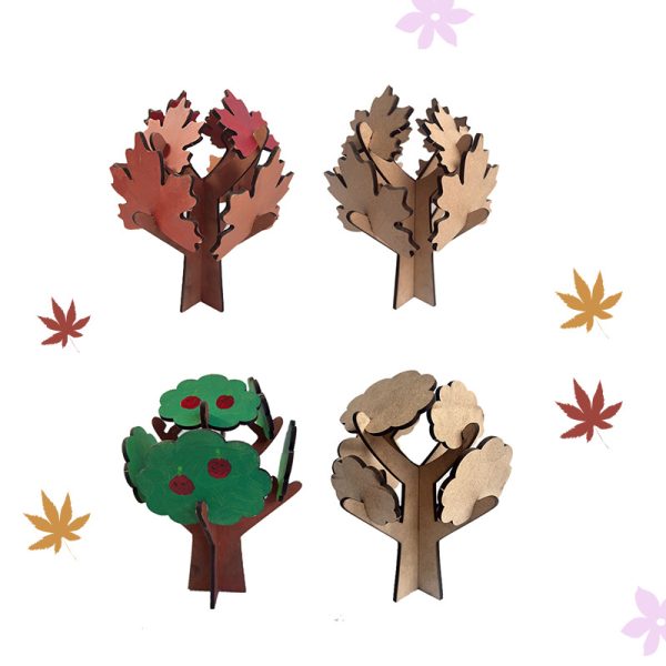 Children's 3D Painted Wooden Tree Clay Snowflake Mud Tree Puzzle Handcrafted Density Board Joint Tree Material Kit - 图片 2