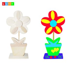 Children's DIY Painted Wooden Flower Pot, Export Surplus Inventory, Unpainted 3D Flower Pot, Snow Clay, Paints for Coloring Flower Pots