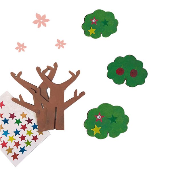 Children's 3D Painted Wooden Tree Clay Snowflake Mud Tree Puzzle Handcrafted Density Board Joint Tree Material Kit - 图片 3