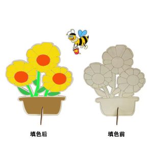 Children's educational wooden blank three-dimensional flower ornaments for kindergarten, handmade painted clay, snowflake clay, and wooden board paintings