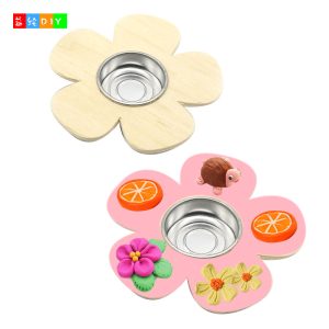 DIY wooden candle holder: unpainted wooden craft gift for hand painting with clay, colored clay, wax, children's arts and crafts