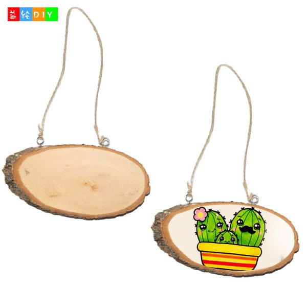 DIY natural pine wood oval-shaped slanted wooden pieces for hand-painted decorative small plaques or hanging signs, oval-shaped raw wood pieces - 图片 3