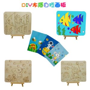 Children's Cartoon Wooden Painting Tripod, Clay, Homemade Whiteboard, Paint Material Package