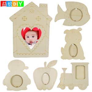 Creative wooden blank photo frame, DIY children's painted and hand-drawn early education intellectual toy, kindergarten arts and crafts materials