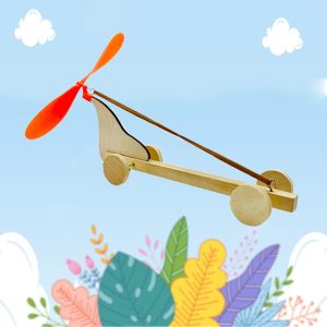 DIY Children's Educational Wooden Science Handicraft Puzzle Toy Homemade Rotating Pulling Car Material Kit