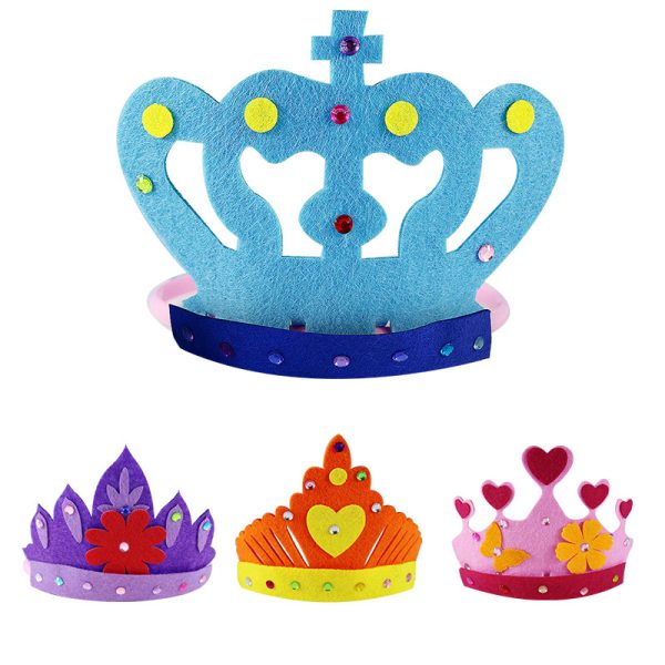 Children's non-woven fabric headband DIY non-woven crown headgear homemade adhesive hair clip decoration material kit - 图片 3