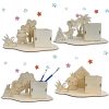Wooden DIY Pen Holder: Handcrafted with Lightweight Clay (Snow Clay), Scene Setting, Hand-painted Wooden Puzzle Craft Kit