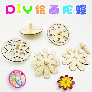 Wooden Hand-painted Spinning Top Craft Kit for Children: Includes Snow Clay, Clay, Manual Spinning Top, Wooden Spinning Top