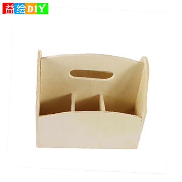 DIY hand-painted wooden business card holder, unpainted wooden snowflake mud paint hand-held basket, children's creative pen holder - 图片 4