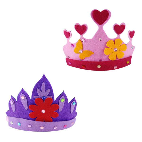 Children's non-woven fabric headband DIY non-woven crown headgear homemade adhesive hair clip decoration material kit - 图片 5
