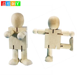 Creative wooden blank wooden figure, DIY painted wooden transforming robot, popular intellectual children's toy