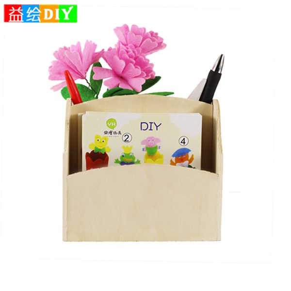 DIY hand-painted wooden business card holder, unpainted wooden snowflake mud paint hand-held basket, children's creative pen holder - 图片 6